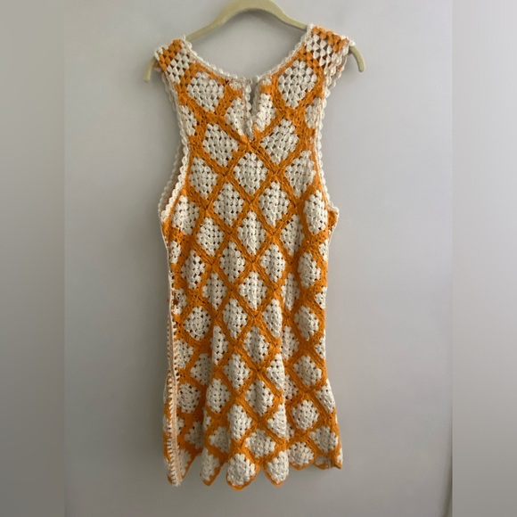 Anthropologie Maeve Sleeveless Crochet Mini Dress XS new with tag nwt orange - Picture 6 of 8